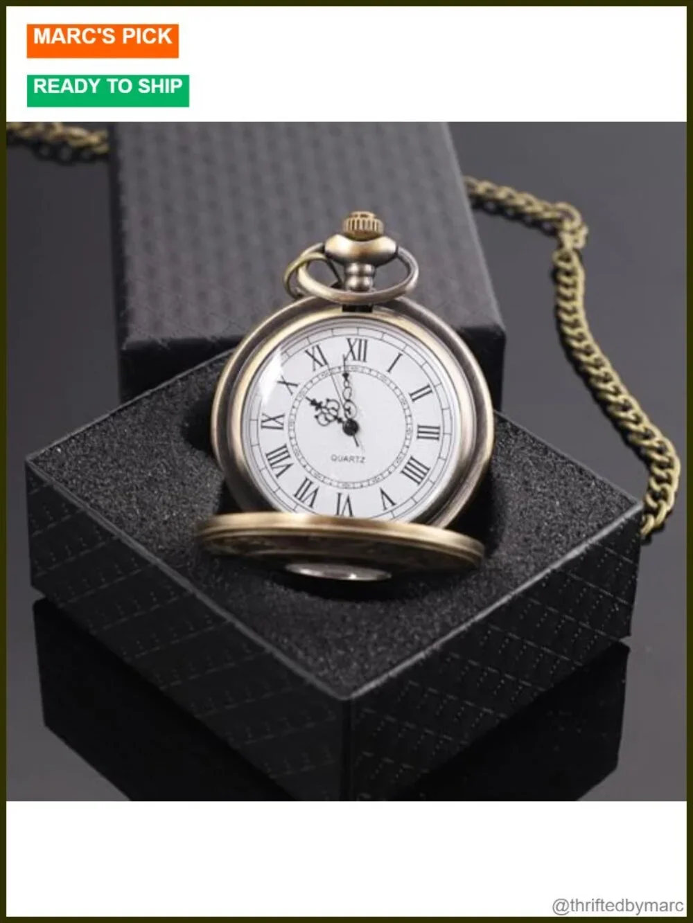 Vintage Steampunk Pocket Watch Roman Numeral Dial Chain Gift Case
